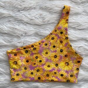 Sunflower One Shoulder Crop Top